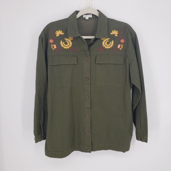 Skylar + Jade Boho Embroidered Shirt Jacket Sz M - Picture 1 of 8